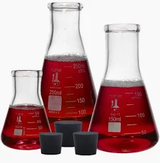 Erlenmeyer laboratory flask set